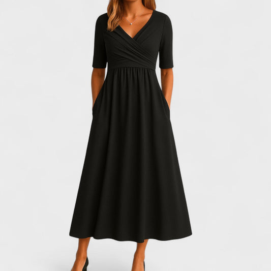 Claire | Wrap Style Midi Dress with Pockets