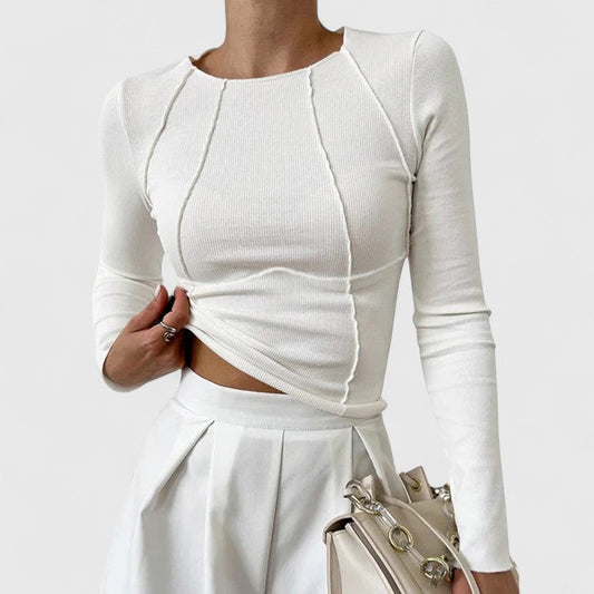 Reagan | Elegant Ribbed Knit Long Sleeve Top