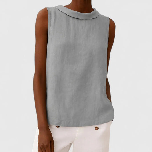 Diana | Roll Collar Sleeveless Relaxed Top