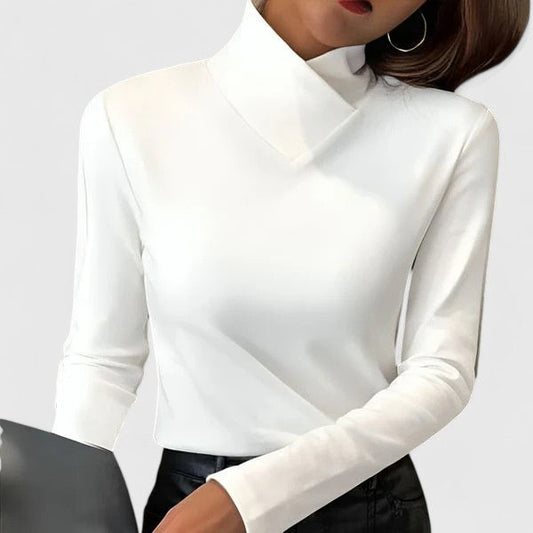 Eleanor | Elegant Collar Fitted Long Sleeve Top