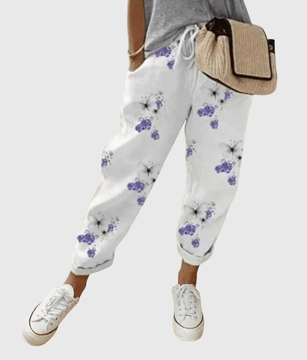 Zoe | Abstract Print Cuffed Crop Pants