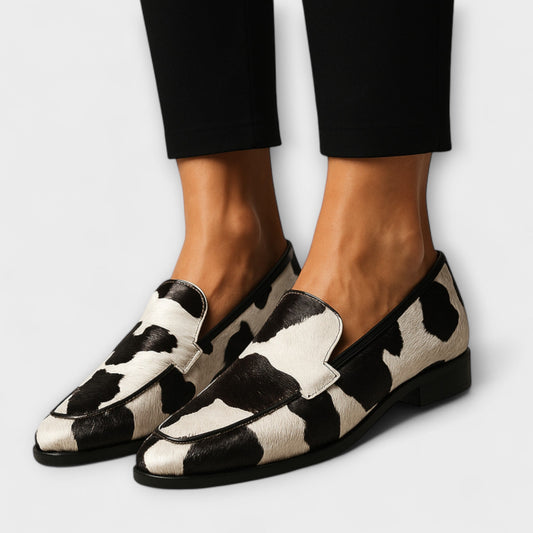 Simone | Orthopedic Cow Print Mule Loafers