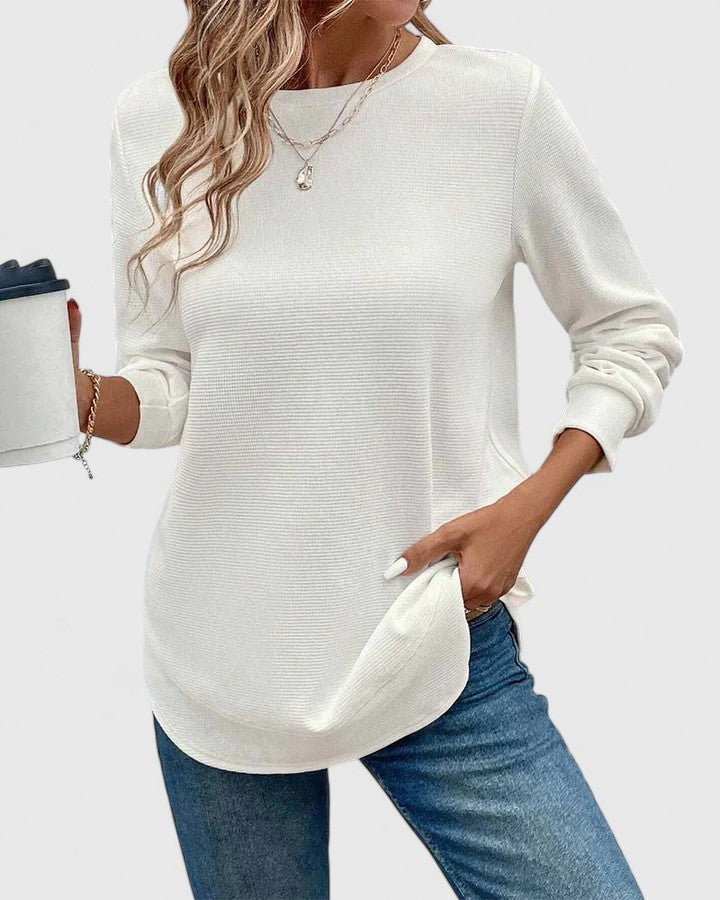 Aubrey | Ribbed Crew Neck Long Sleeve Top