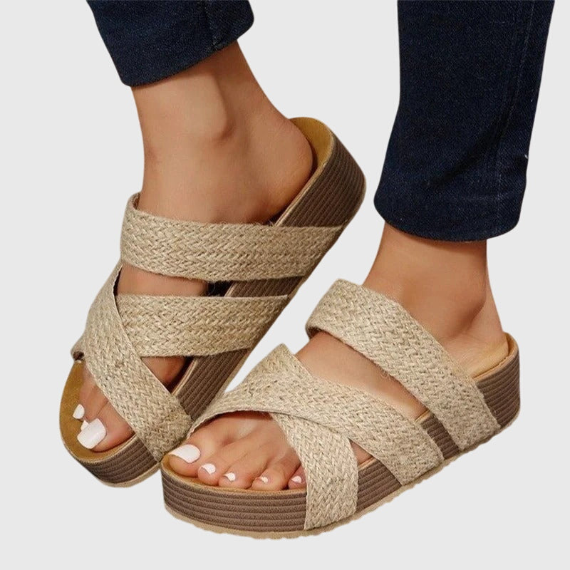 Audrey | Orthopedic Woven Platform Mule Sandals