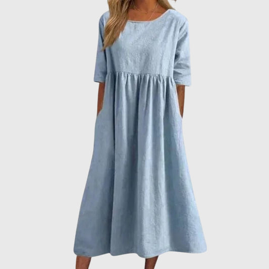 Autumn | Sophisticated Round-Neck Midi Dress