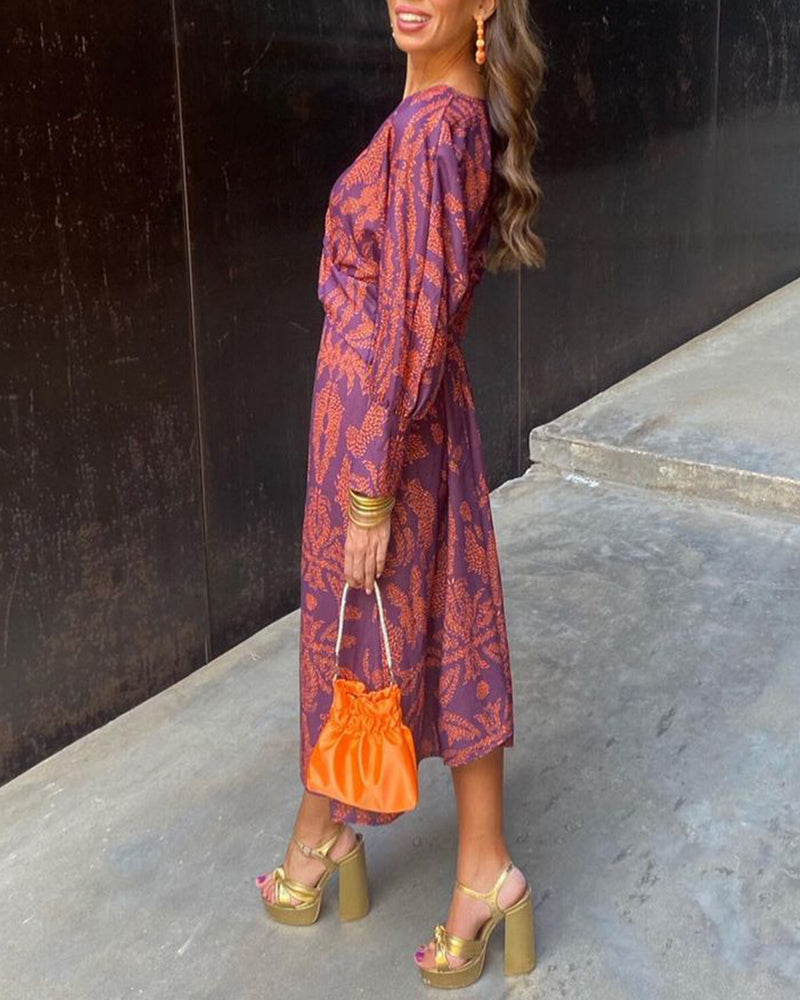 Brianna | Elegant Long Sleeve V Neck Maxi Dress