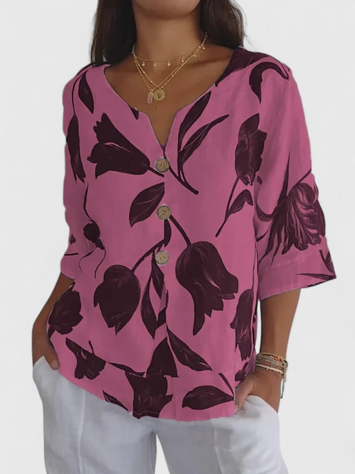 Brooke | Floral Print V-Neck Blouse