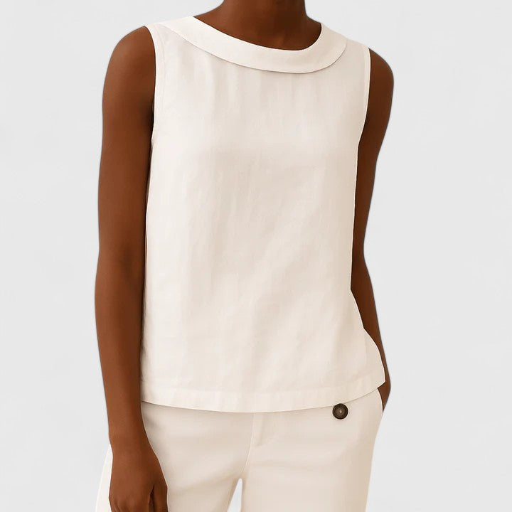 Diana | Roll Collar Sleeveless Relaxed Top