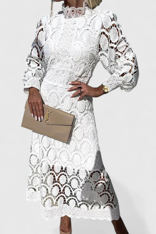 Eleanor | Elegant High-Neck Midi Dress