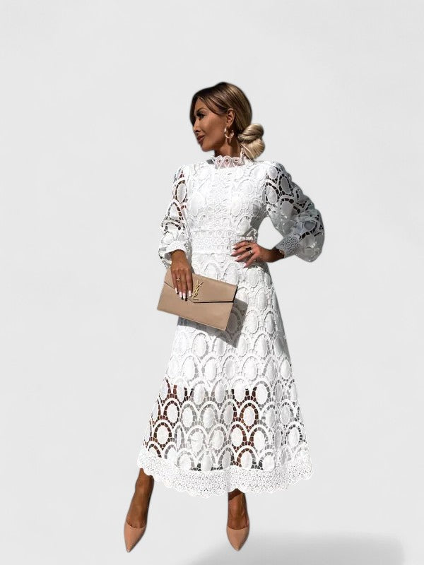 Eleanor | Elegant High-Neck Midi Dress