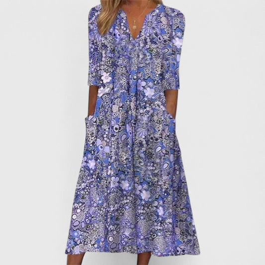Fiona | Floral Boho Midi Dress
