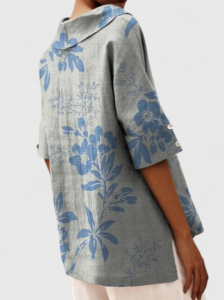 Fiona | Floral Print Collar Relaxed Shirt