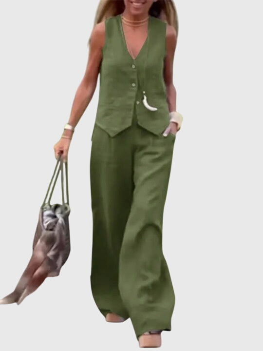 Jade | Casual Two Piece Vest and Pants Set