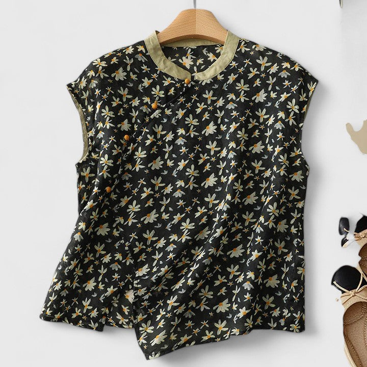 Jade | Floral Print Sleeveless Boho Top