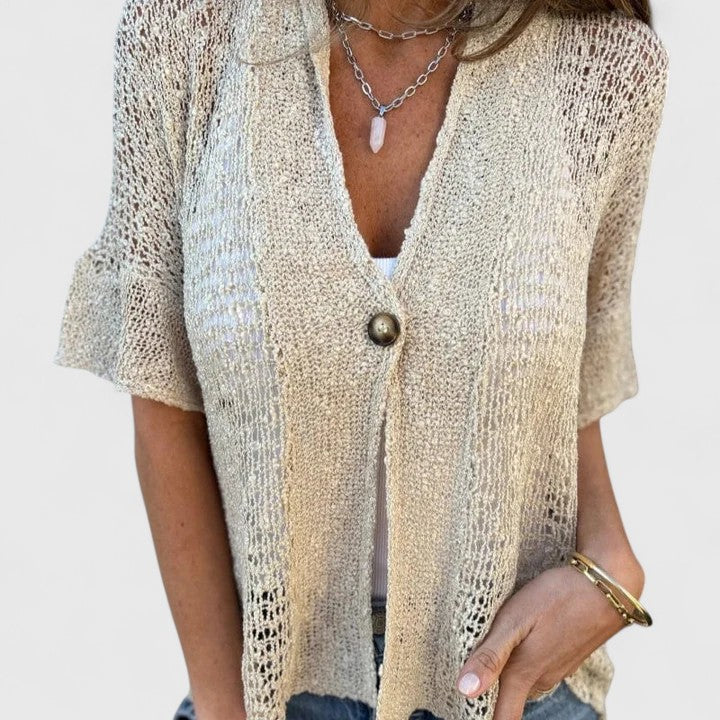 Luna | Open Knit V-Neck Top