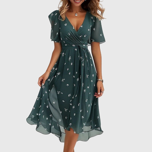 Marina | Elegant V-Neck Midi Dress