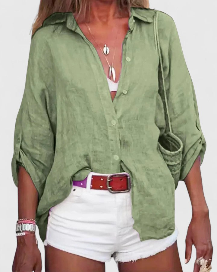 Natalie | Comfortable Button Up Blouse Shirt