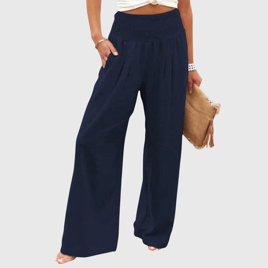 Natalie | Comfortable Smocked Waist Wide Leg Pants
