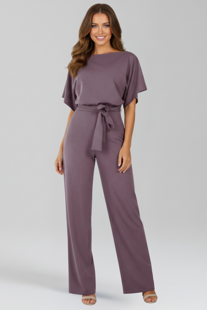 Natalie | Elegant Belted Wide Leg Jumpsuit