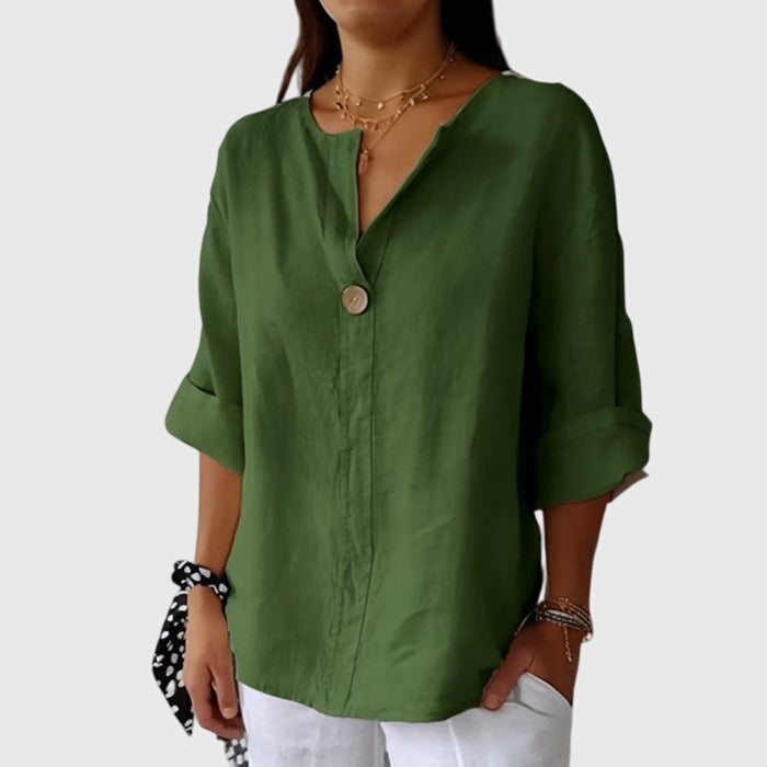 Olivia | Elegant Oversized V-Neck Blouse