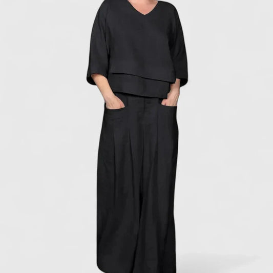 Peyton | Comfortable Layered Top and Wide Leg Pants