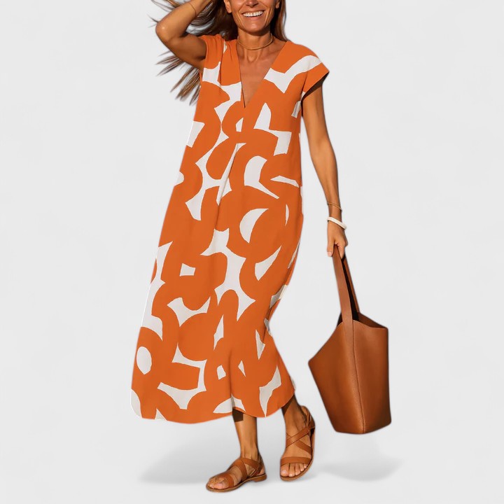 Peyton | V-Neck Cap Sleeve Maxi Dress