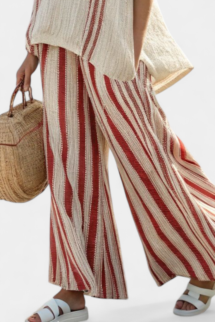Piper | Boho Stripe Top and Wide Leg Pants Set