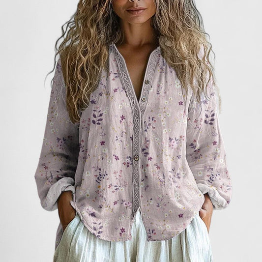 Iris | Comfy Button Front Boho Blouse