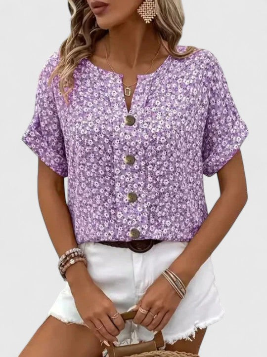 Sadie | Floral Button Front Summer Blouse