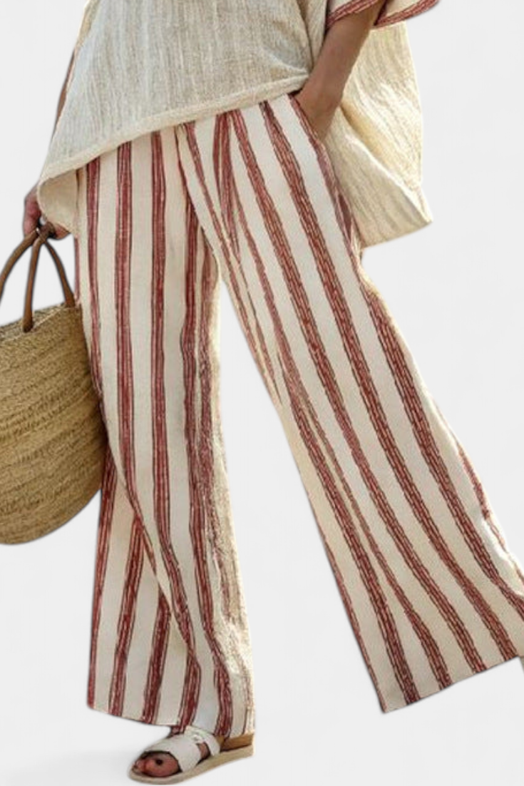 Savannah | Boho Stripe Top and Wide Leg Pants Summer Set