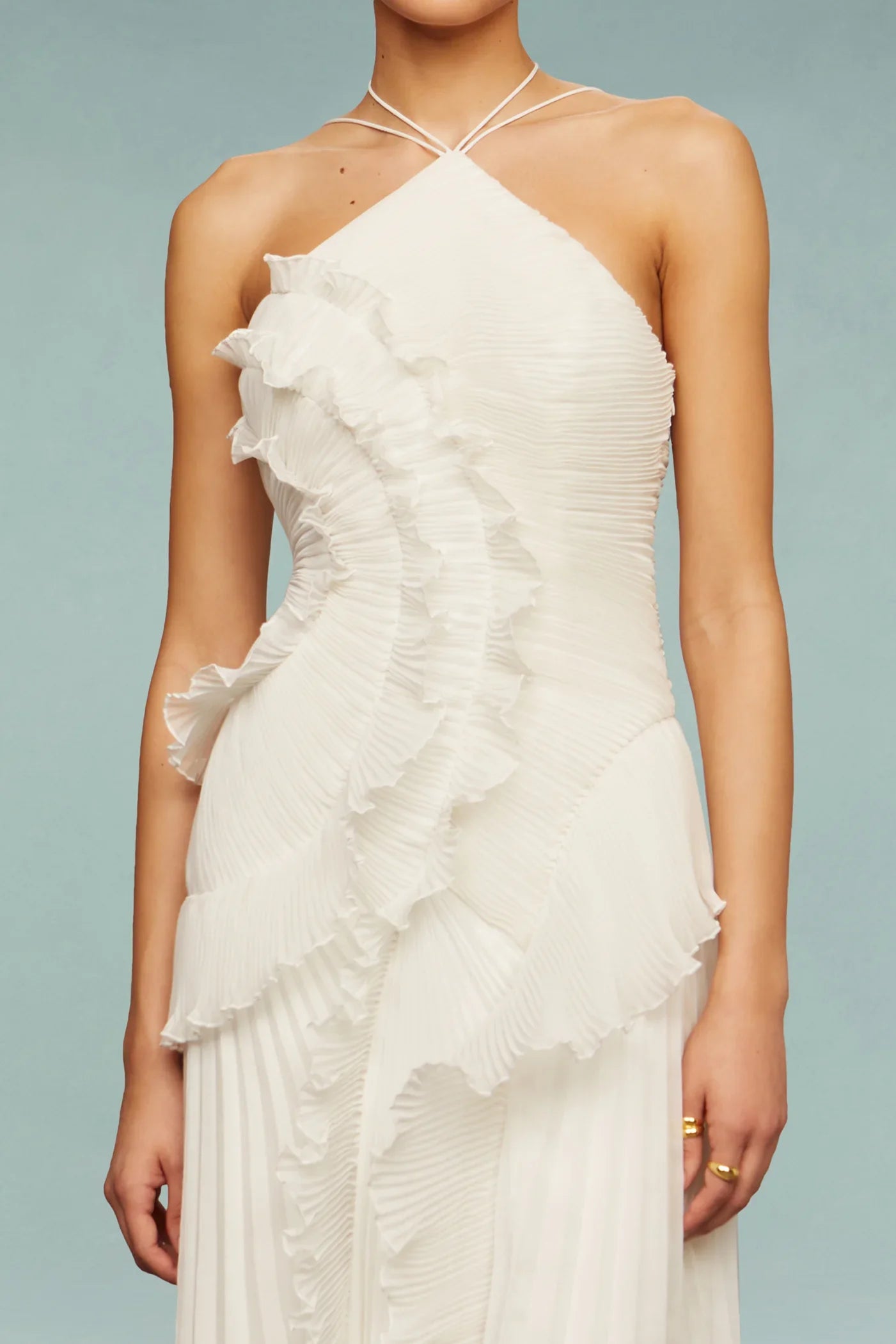Sophia | Halter Neck Ruffle Maxi Dress