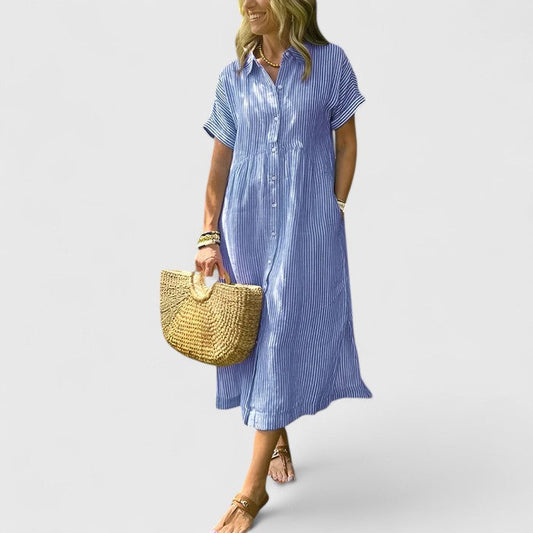 Stella | Striped Maxi Shirt Dress