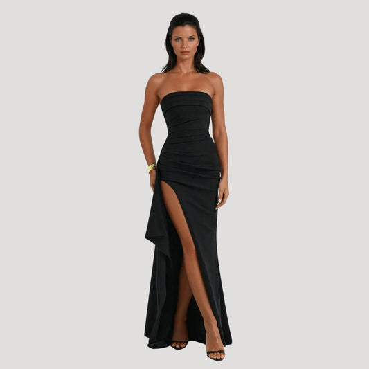 Ariana | Strapless Ruched Maxi Dress for Wedding Guest