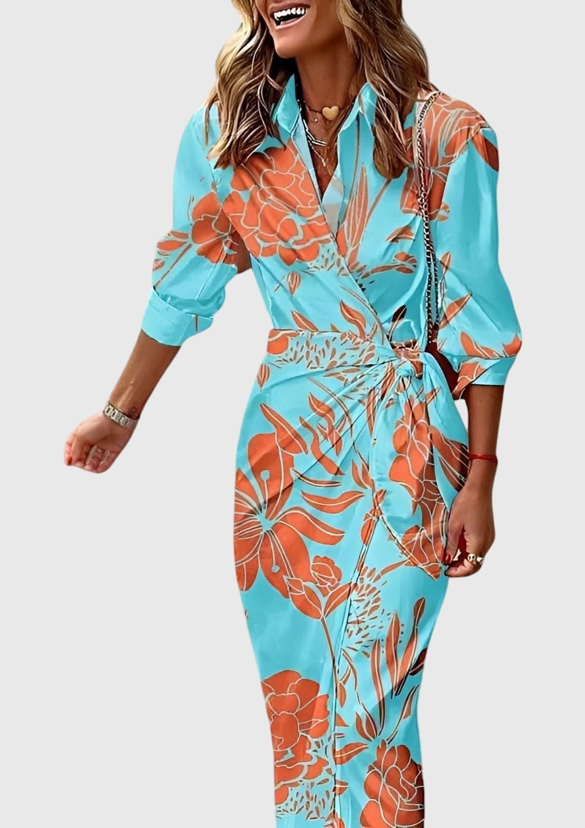 Tiffany | Striped Wrap Midi Dress