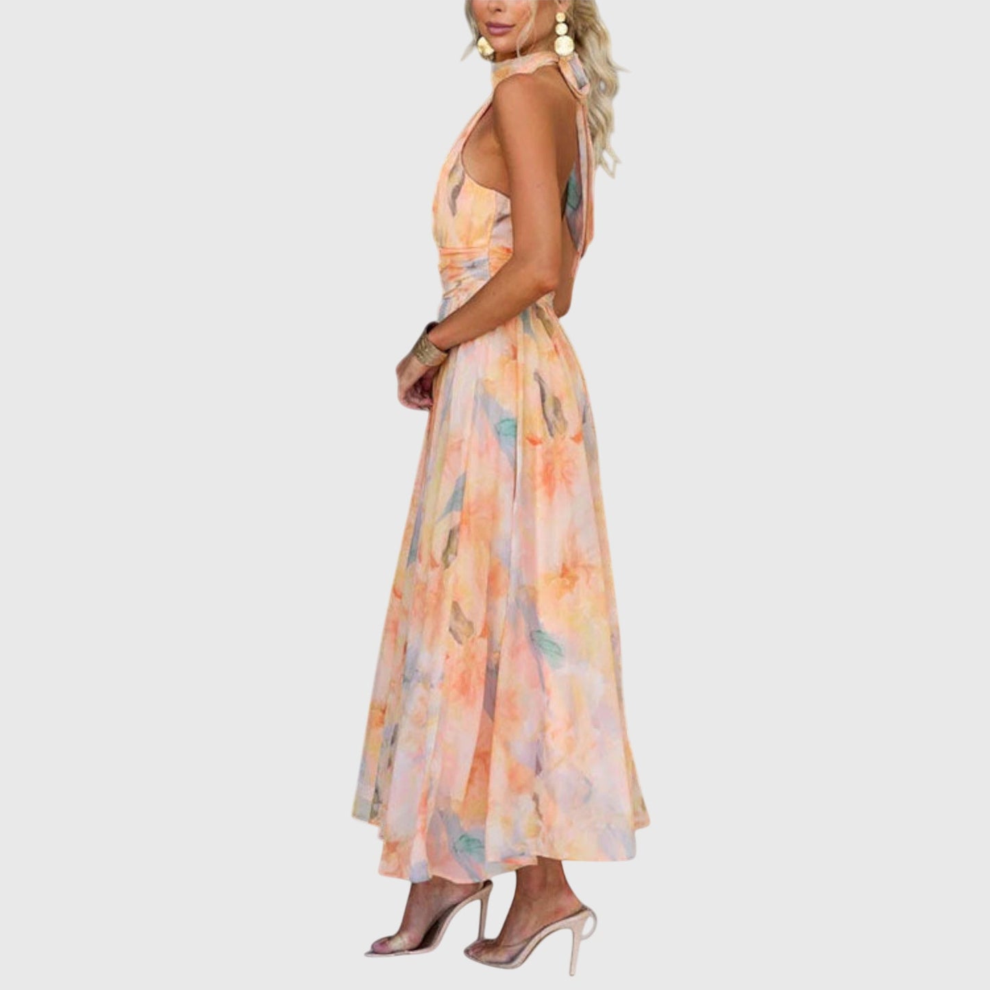 Willow | Halter Neck Maxi Chiffon Dress
