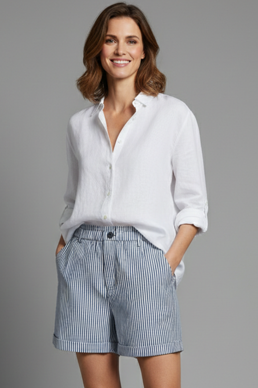 Chloe | Striped High Waisted Tailored Shorts