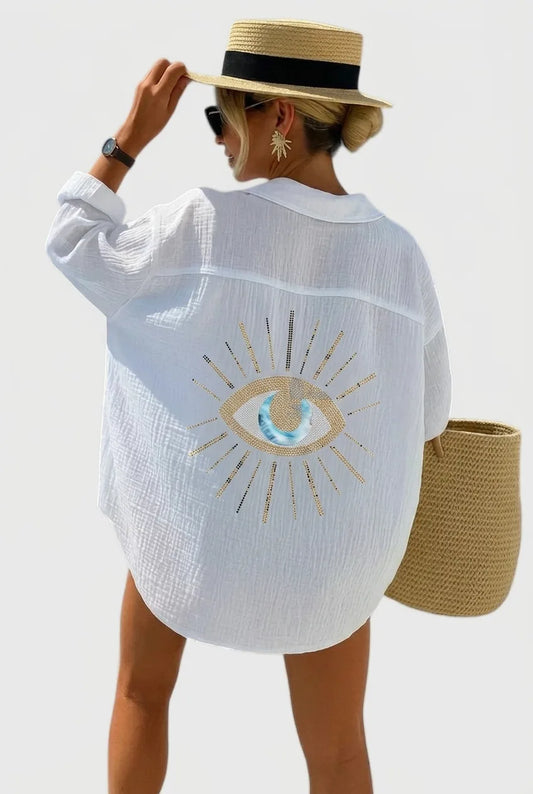 Xena | Evil Eye Back Oversized Blouse Shirt