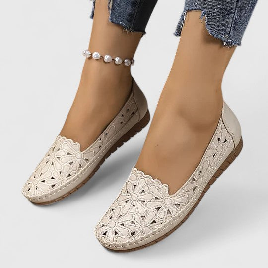 Zoe | Floral Flat Loafer Sandals