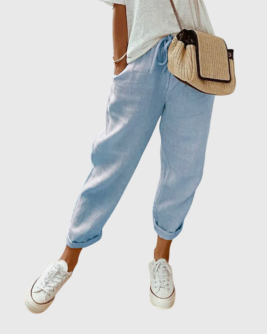 Piper | Drawstring Waist Cuffed Cropped Pants