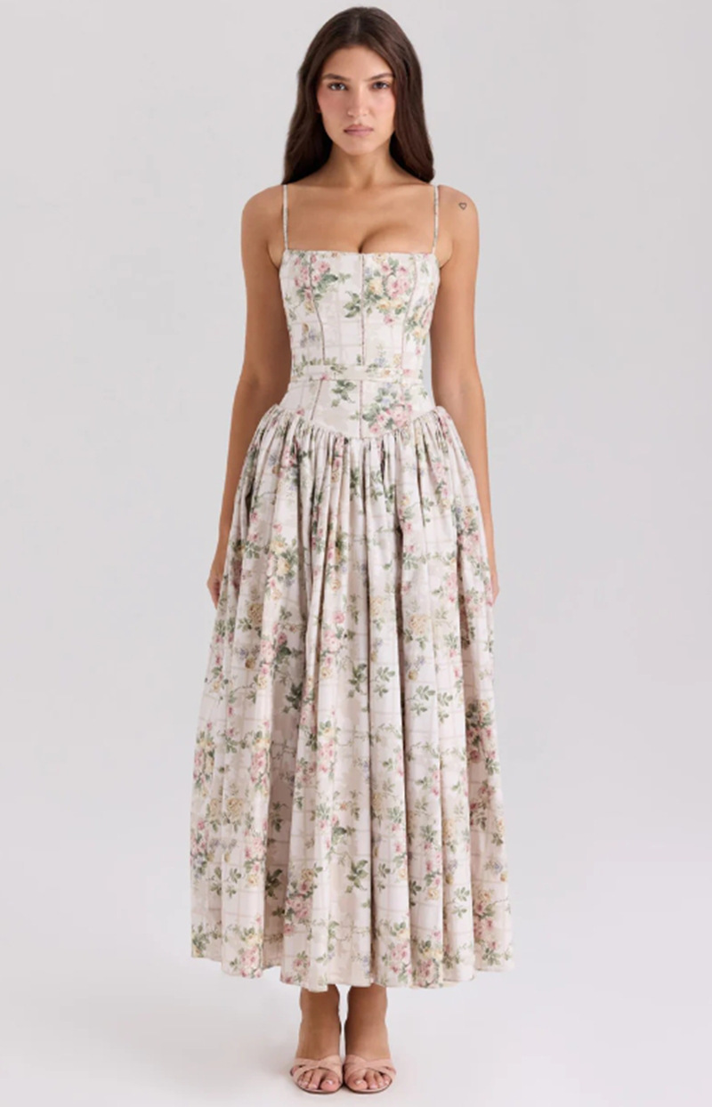 Marissa | Corset Midi Dress for Wedding Guest