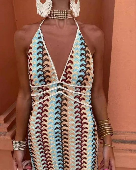 Peyton | Boho Halter Maxi Dress for Wedding Guest