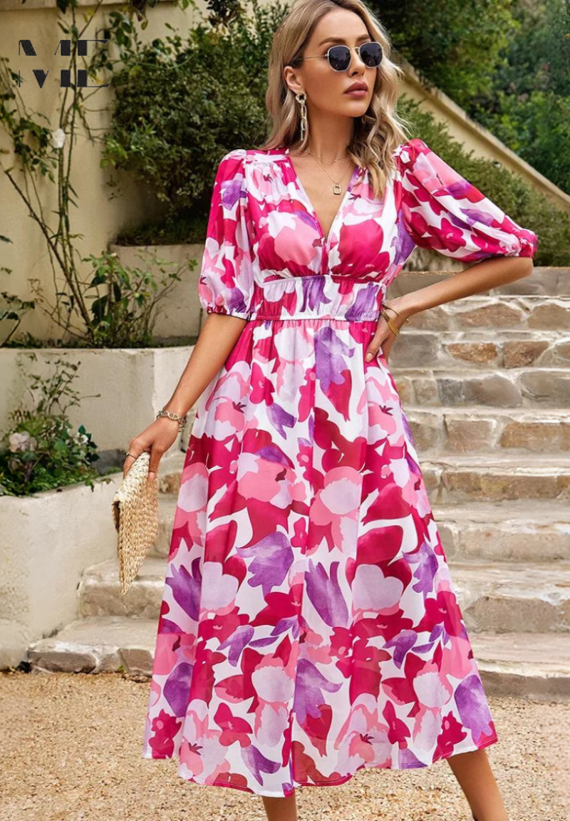 Piper | Floral Midi Dress for Wedding Guest
