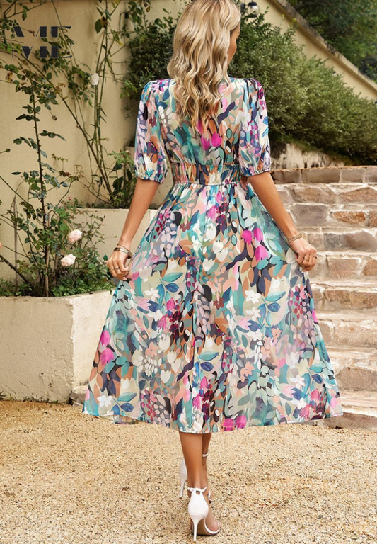 Piper | Floral Midi Dress for Wedding Guest