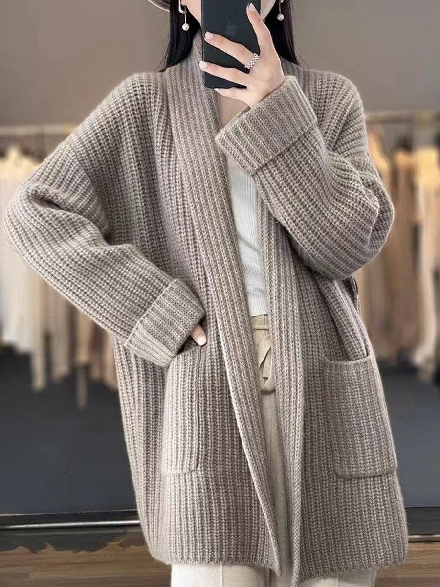 Nova | Shawl Collar Open Front Knit Cardigan