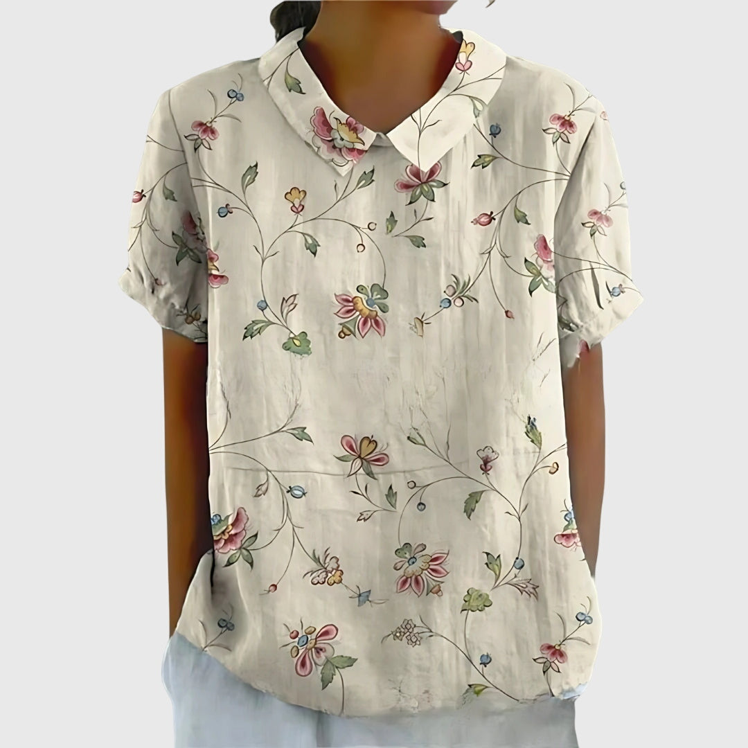 Jade | Floral Print Collared Blouse