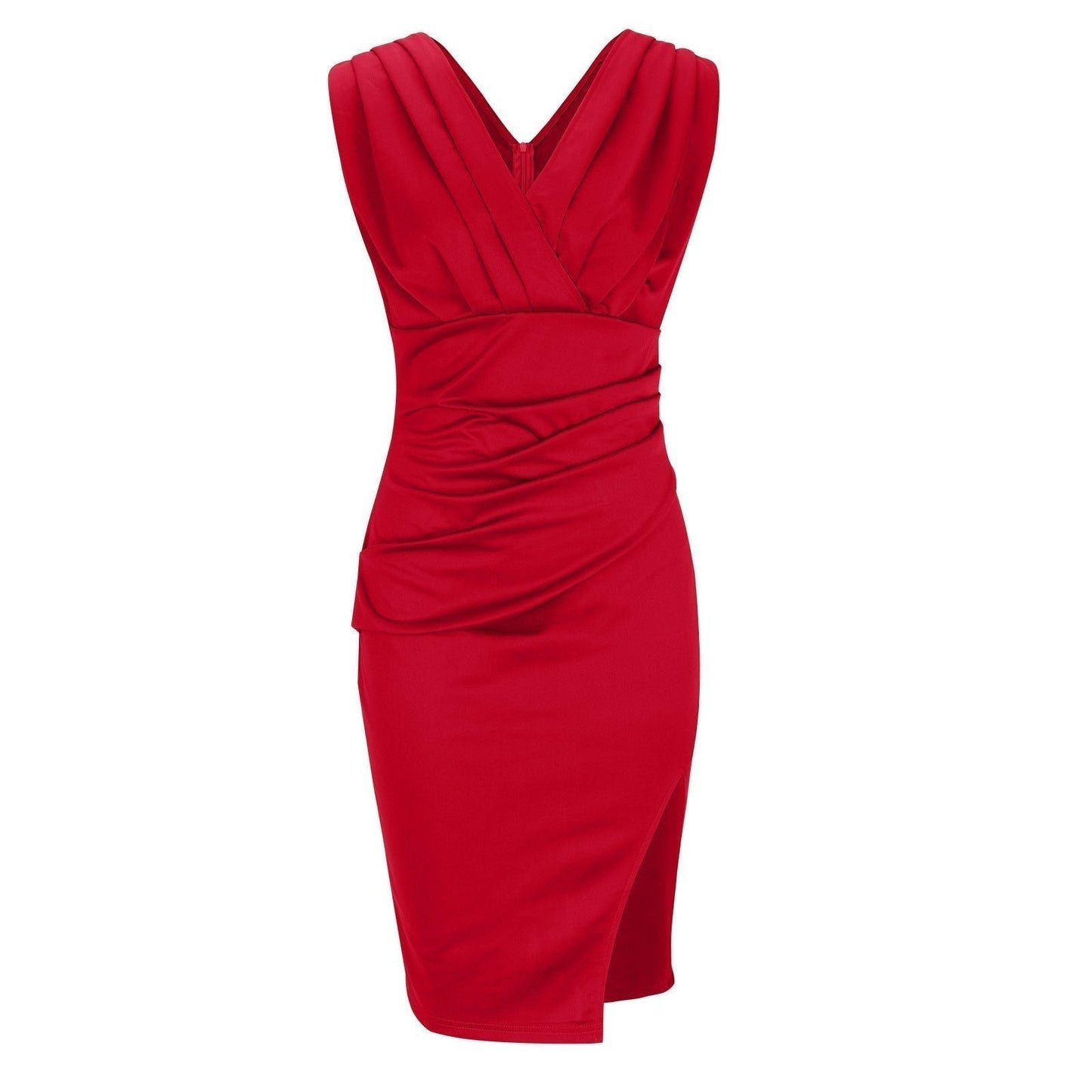 Scarlett | Draped V-Neck Fitted Midi Dress