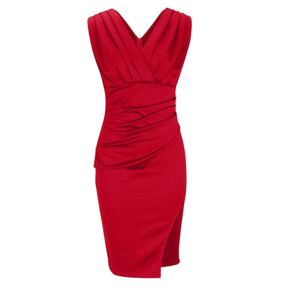 Scarlett | Draped V-Neck Fitted Midi Dress