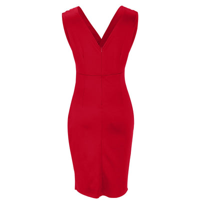 Scarlett | Draped V-Neck Fitted Midi Dress