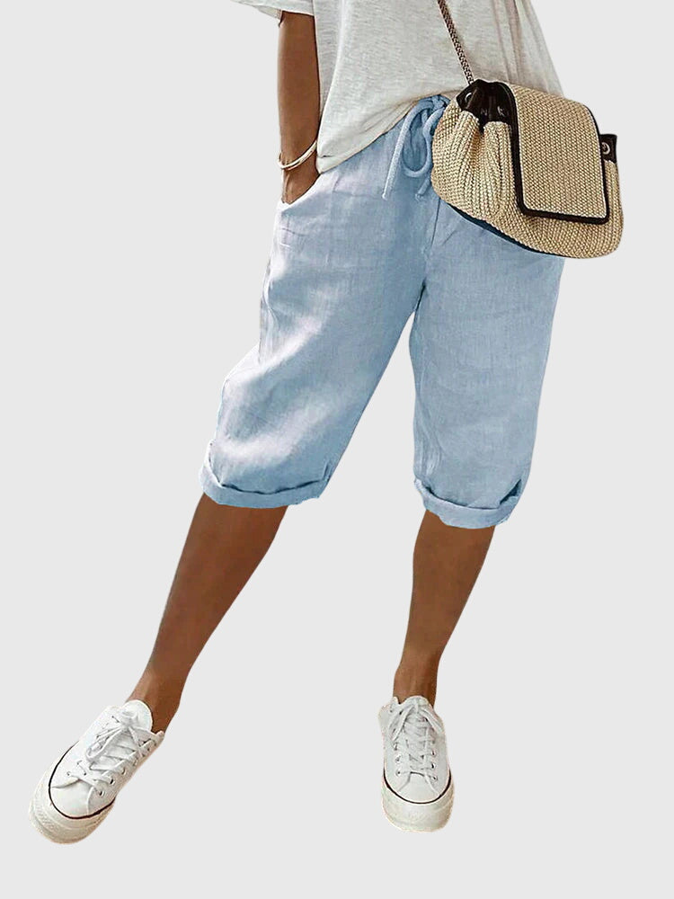 Skye | Drawstring Cuffed Capri Shorts