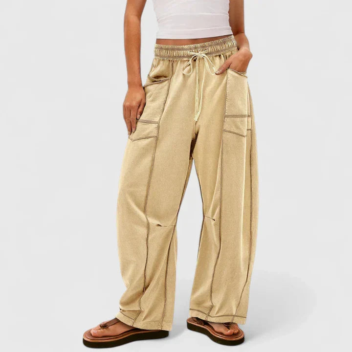 Hailey | Comfortable Stitch Baggy Wide Leg Pants